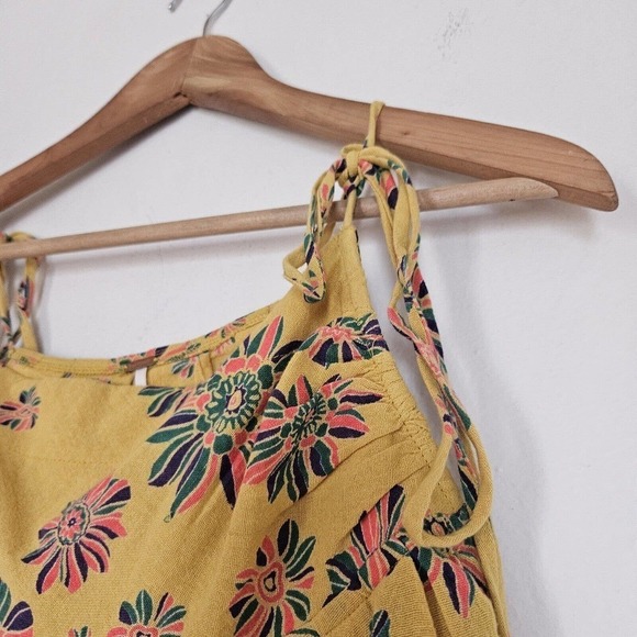 Free People Womens Indigo Molly Tunic Blouse Size XS Gilded Combo Yellow Floral - Picture 5 of 11